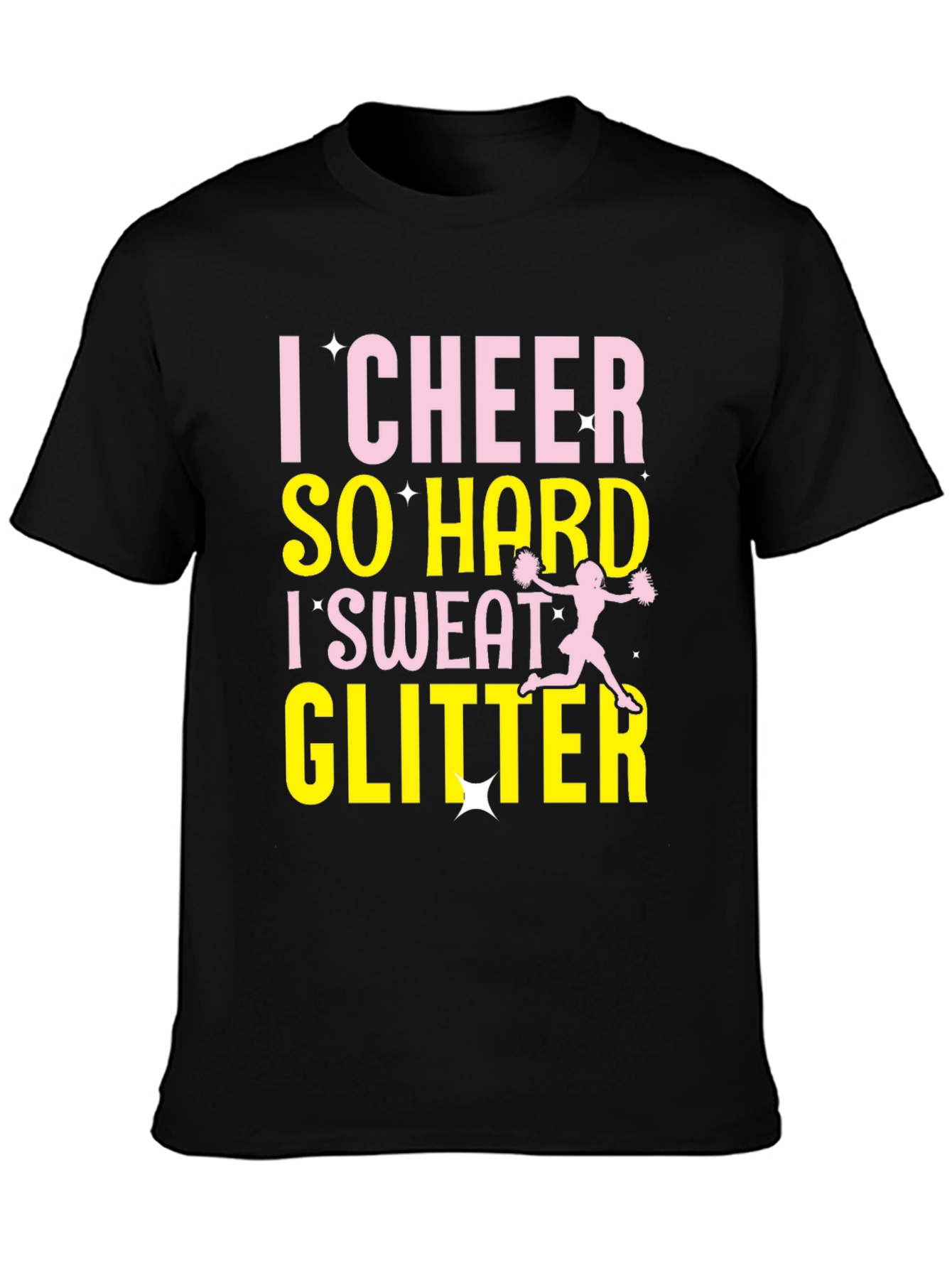I Cheer So Hard I Sweat Glitter Black T-Shirt