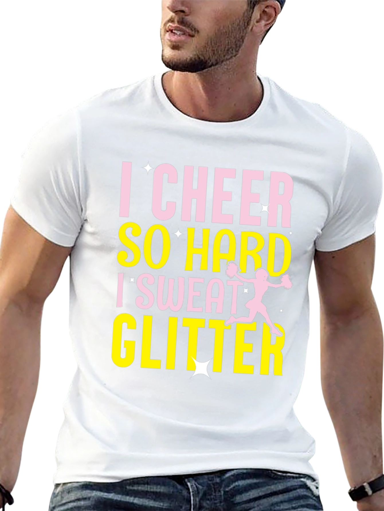 I Cheer So Hard I Sweat Glitter Black T-Shirt