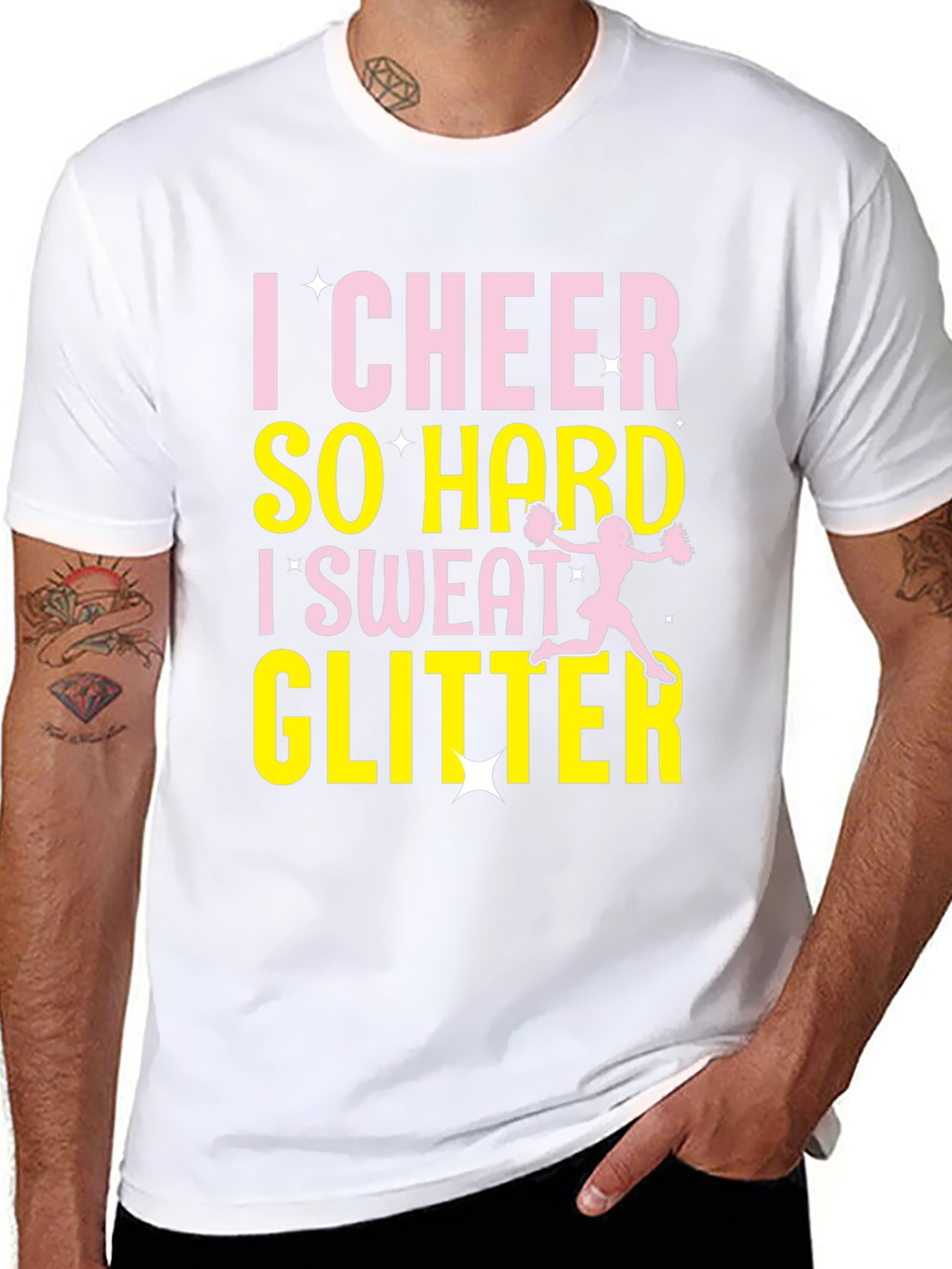 I Cheer So Hard I Sweat Glitter Black T-Shirt