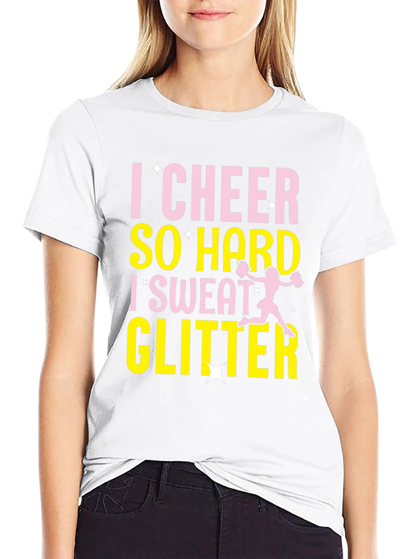 I Cheer So Hard I Sweat Glitter Black T-Shirt