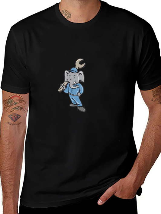 Cartoon Elephant Mechanic Graphic Tee