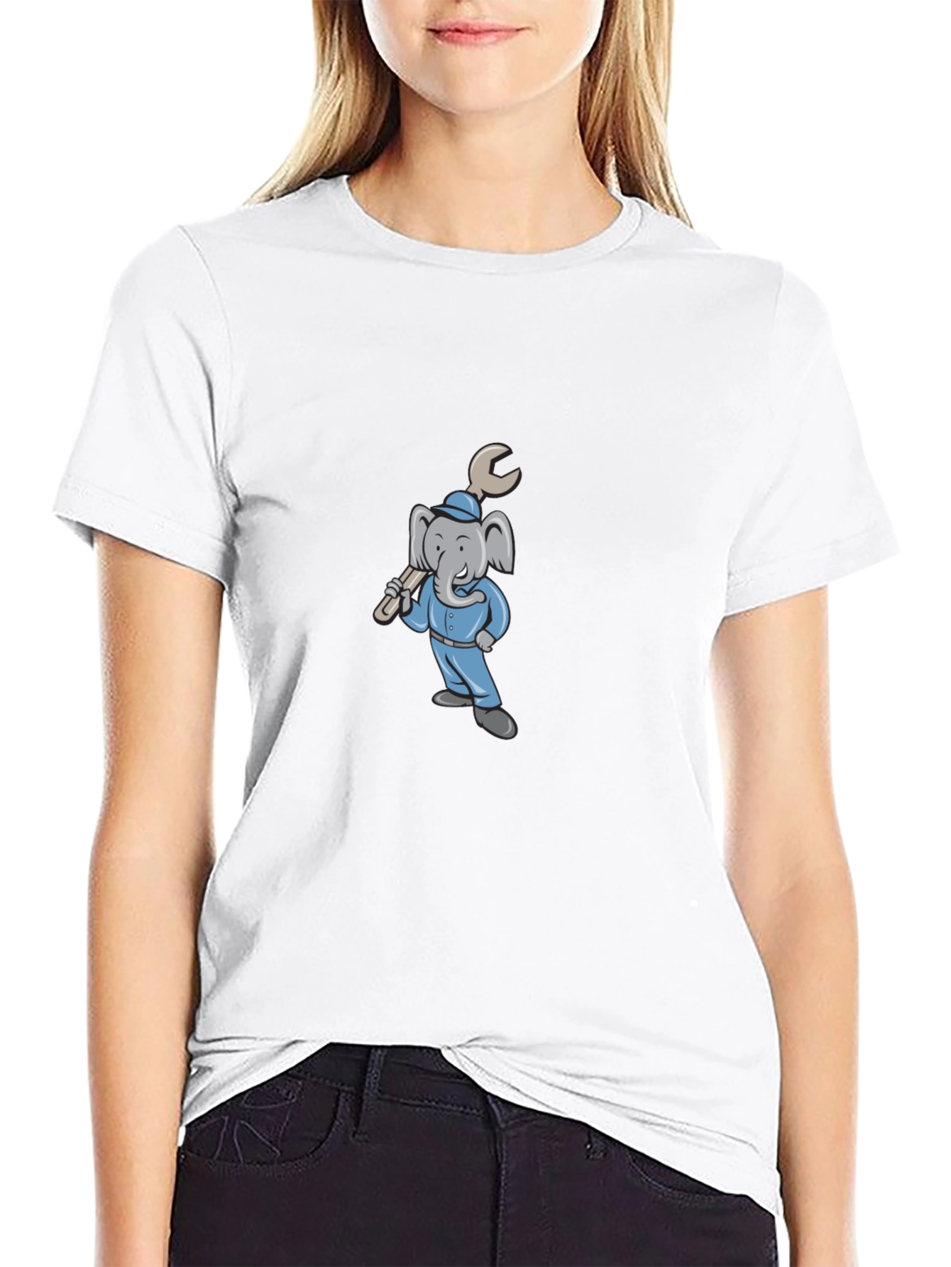 Cartoon Elephant Mechanic Graphic Tee
