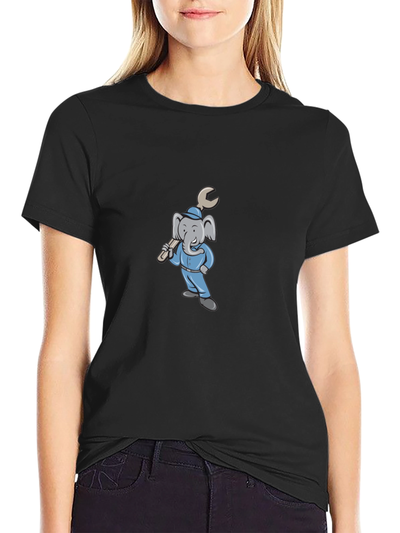 Cartoon Elephant Mechanic Graphic Tee