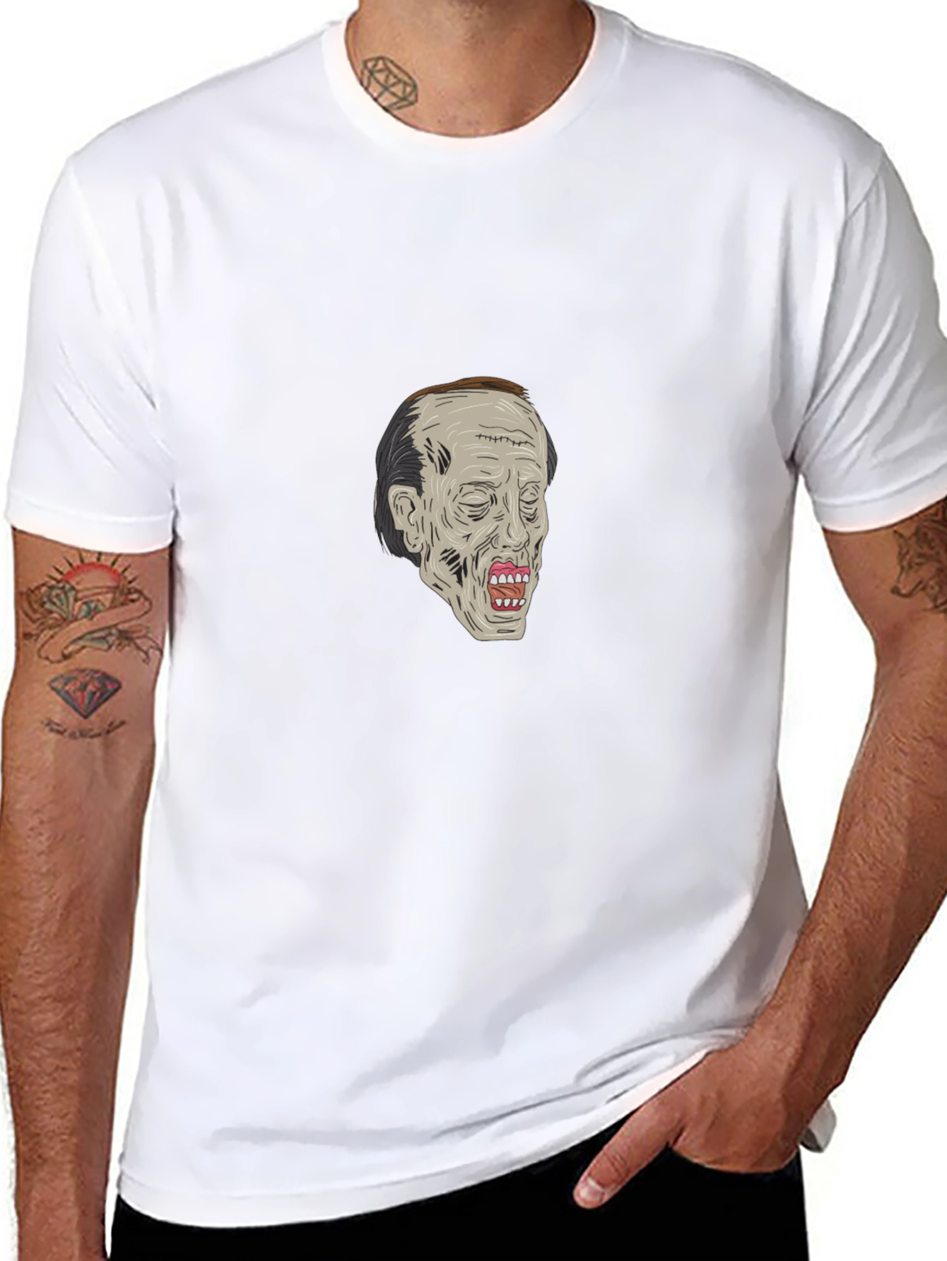Zombie Head Graphic Black T-Shirt