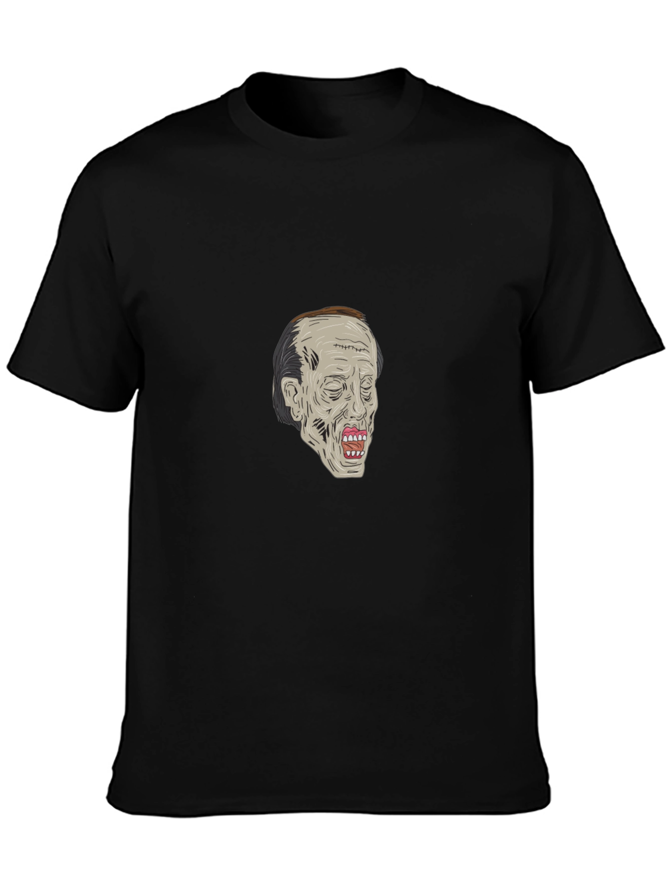 Zombie Head Graphic Black T-Shirt