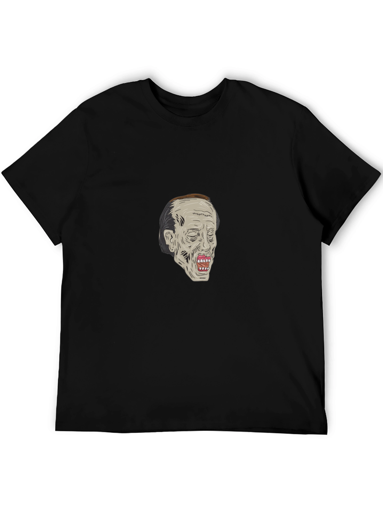 Zombie Head Graphic Black T-Shirt
