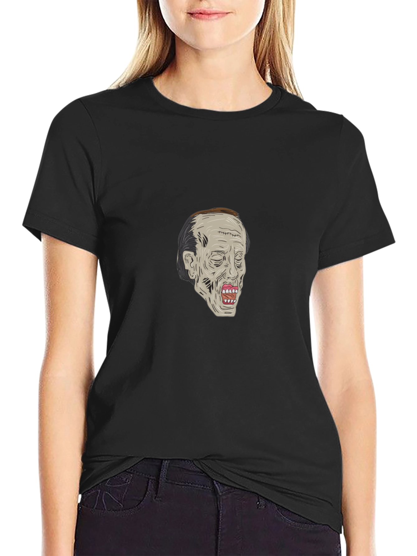 Zombie Head Graphic Black T-Shirt