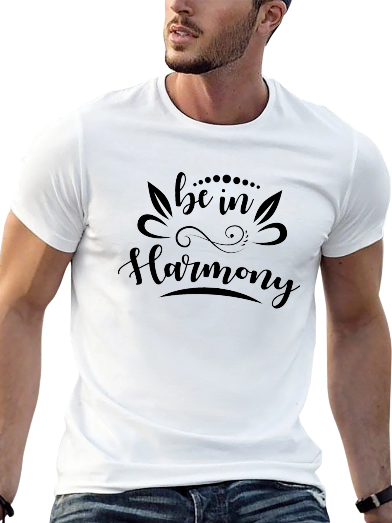Be in Harmony Black Graphic T-Shirt
