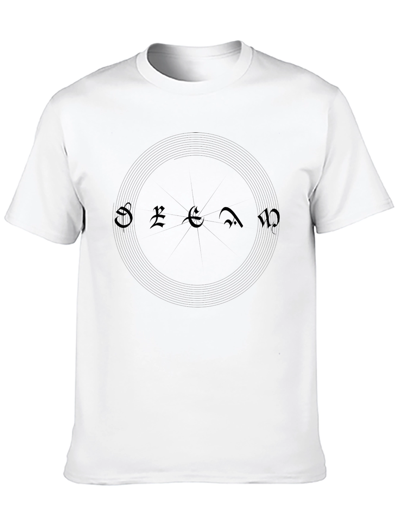 Mens Black T-Shirt with Gothic Script Design