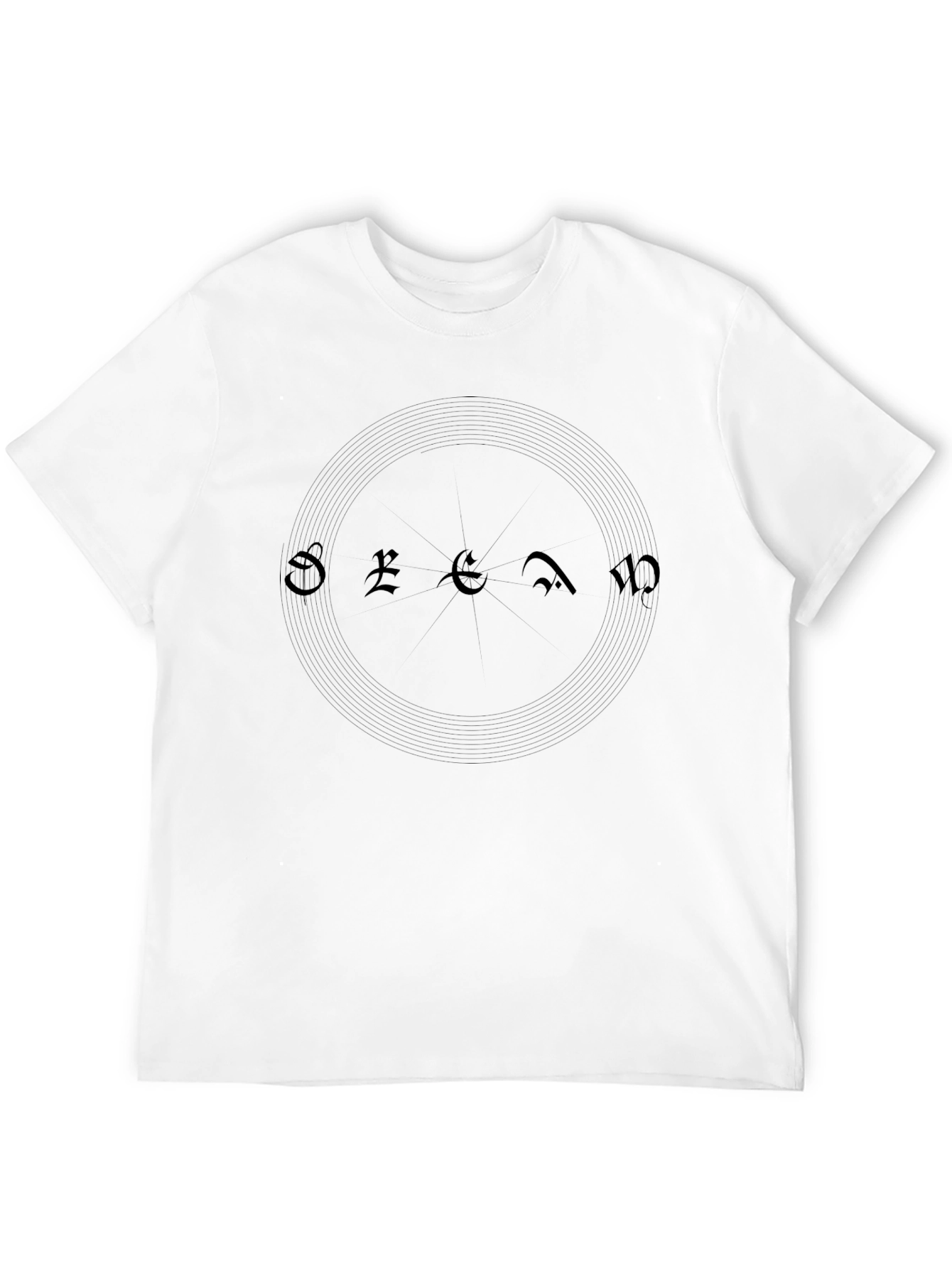 Mens Black T-Shirt with Gothic Script Design
