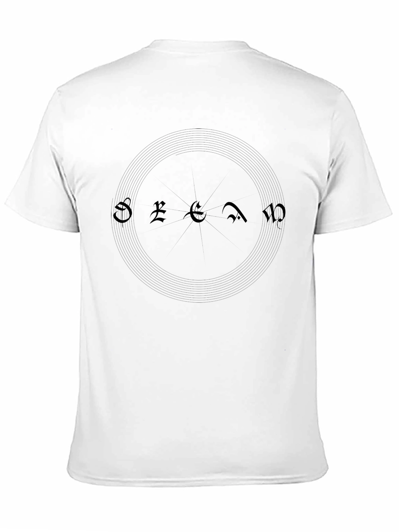 Mens Black T-Shirt with Gothic Script Design