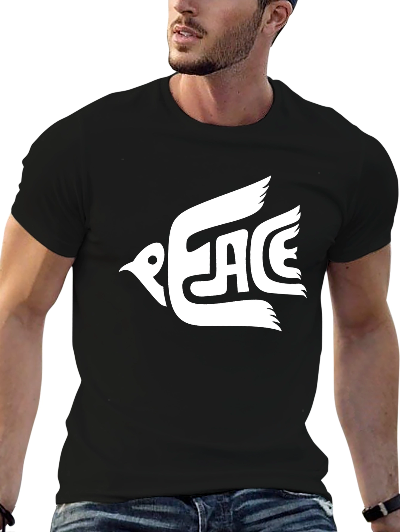 Peace Dove Graphic T-Shirt - Black Casual Tee