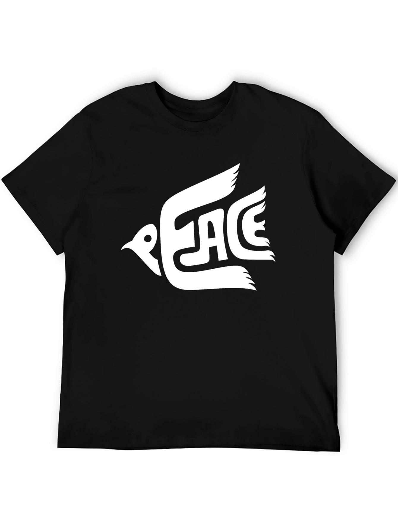 Peace Dove Graphic T-Shirt - Black Casual Tee
