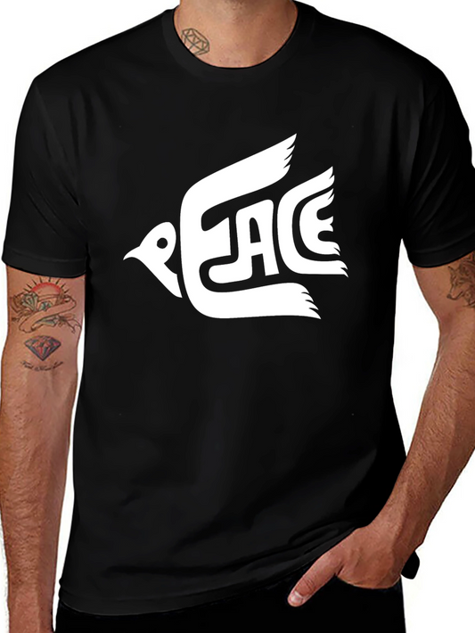 Peace Dove Graphic T-Shirt - Black Casual Tee