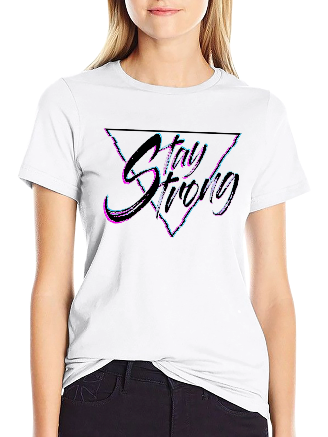 Stay Strong Graphic Tee - Black Cotton Blend