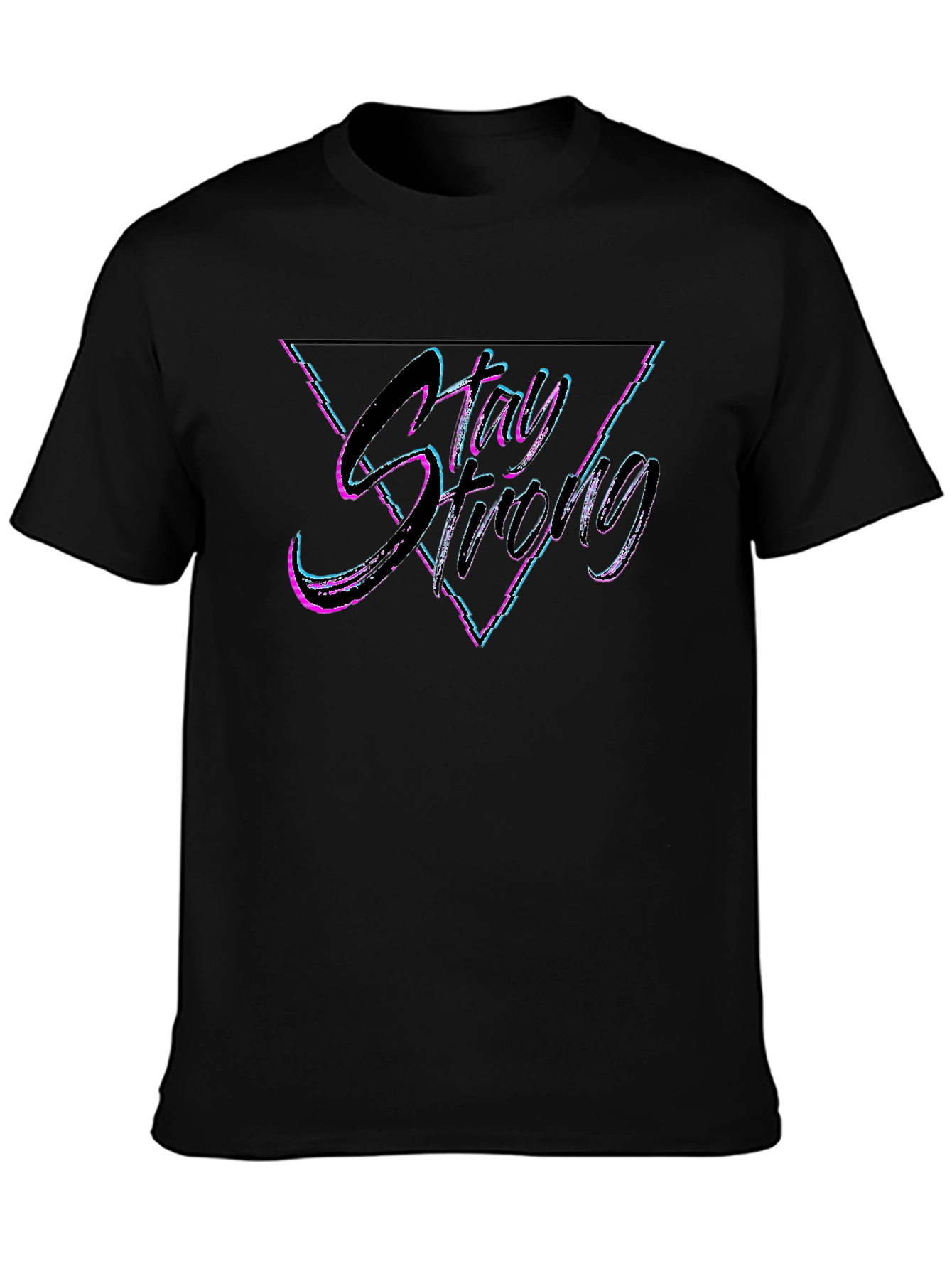 Stay Strong Graphic Tee - Black Cotton Blend