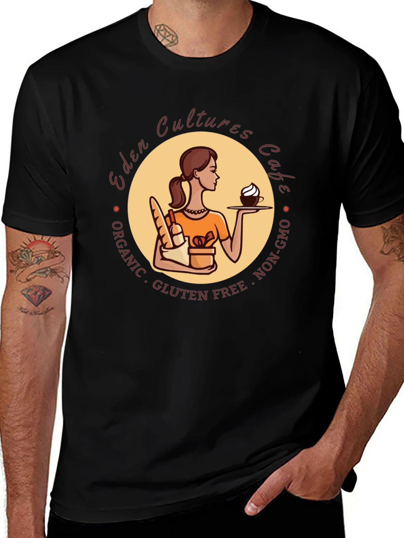 Eden Cultures Cafe T-Shirt - Organic Gluten-Free Non-GMO