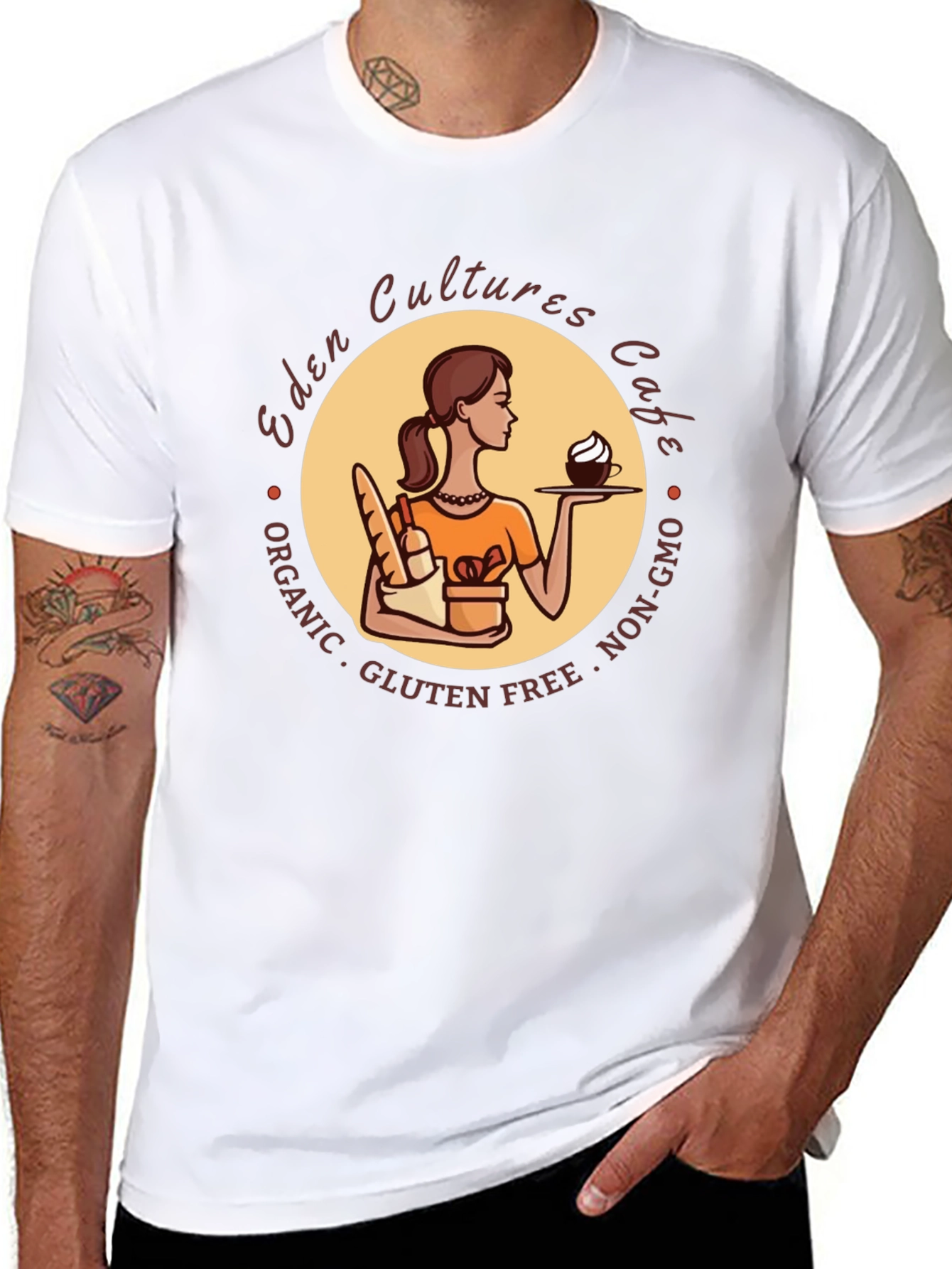 Eden Cultures Cafe T-Shirt - Organic Gluten-Free Non-GMO