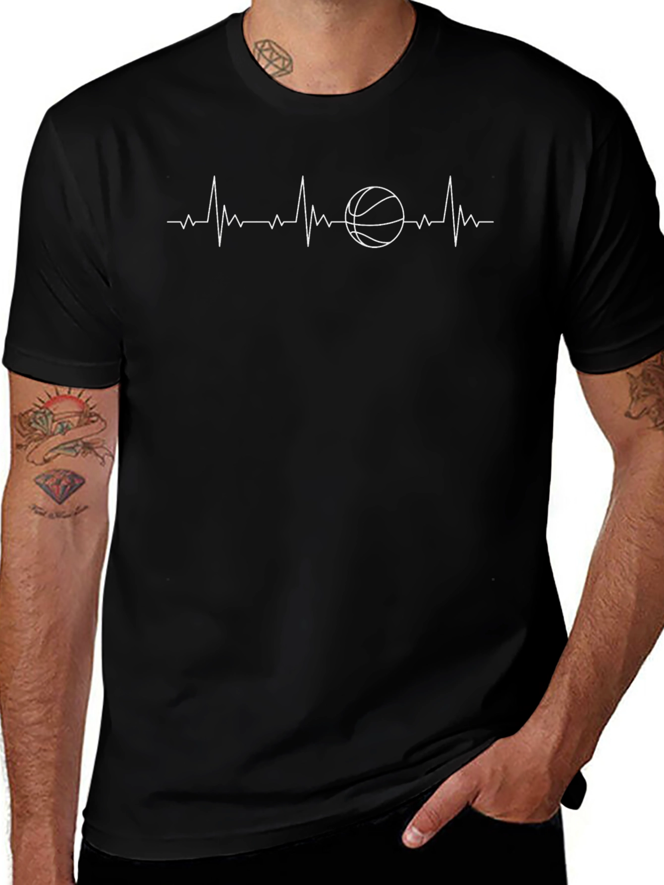 Basketball Heartbeat Graphic Tee - Stylish Sports T-Shirt
