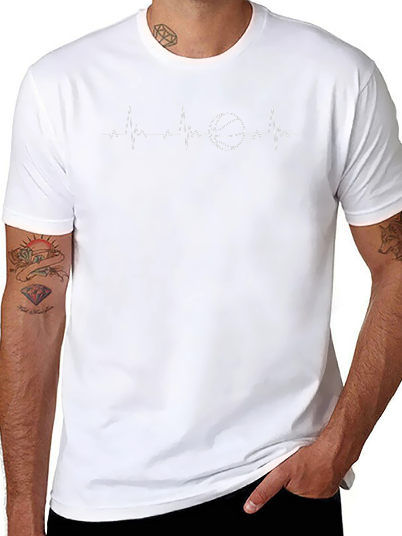 Basketball Heartbeat Graphic Tee - Stylish Sports T-Shirt