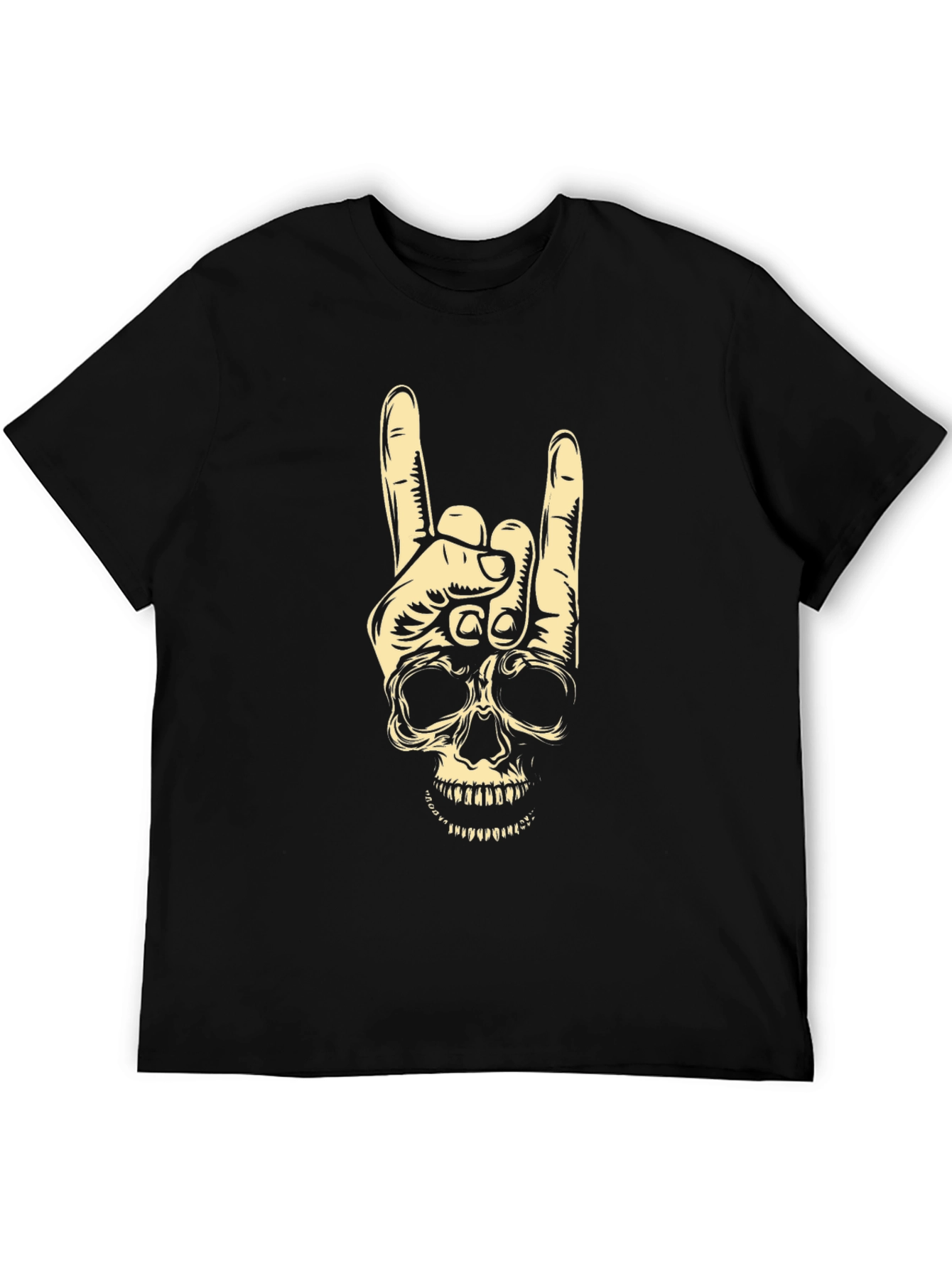 Rock On Skull Graphic Tee - Black