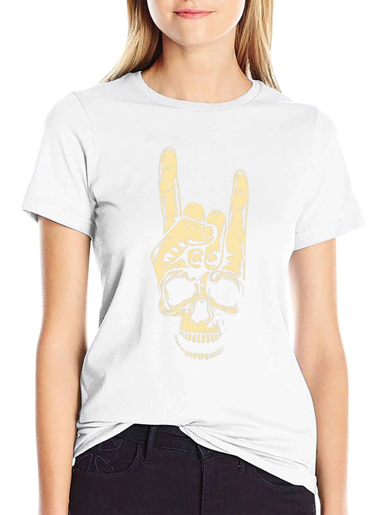 Rock On Skull Graphic Tee - Black