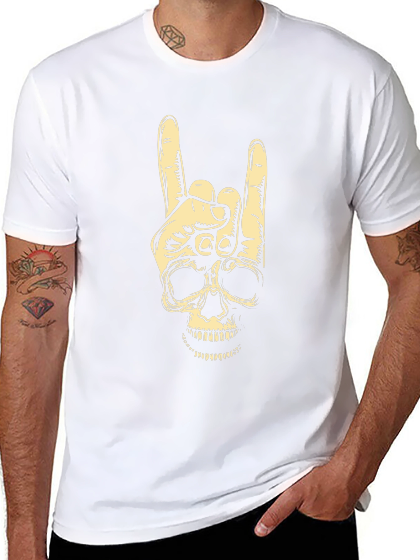 Rock On Skull Graphic Tee - Black