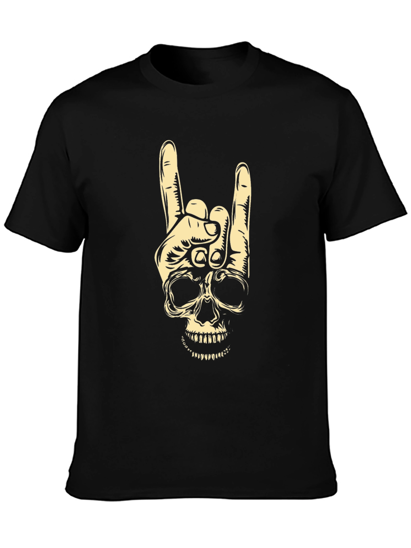 Rock On Skull Graphic Tee - Black