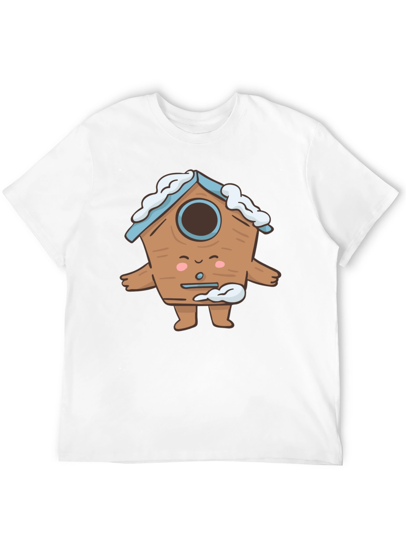 Cute Birdhouse Character T-Shirt - Black