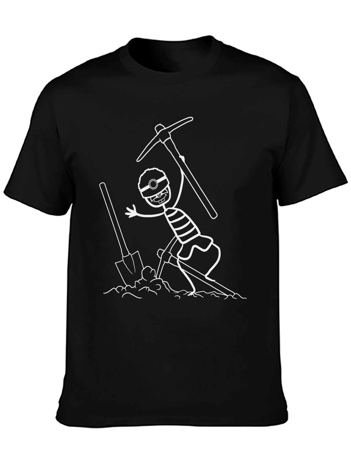 Miner Cartoon Black T-Shirt - Dig Into Fun!
