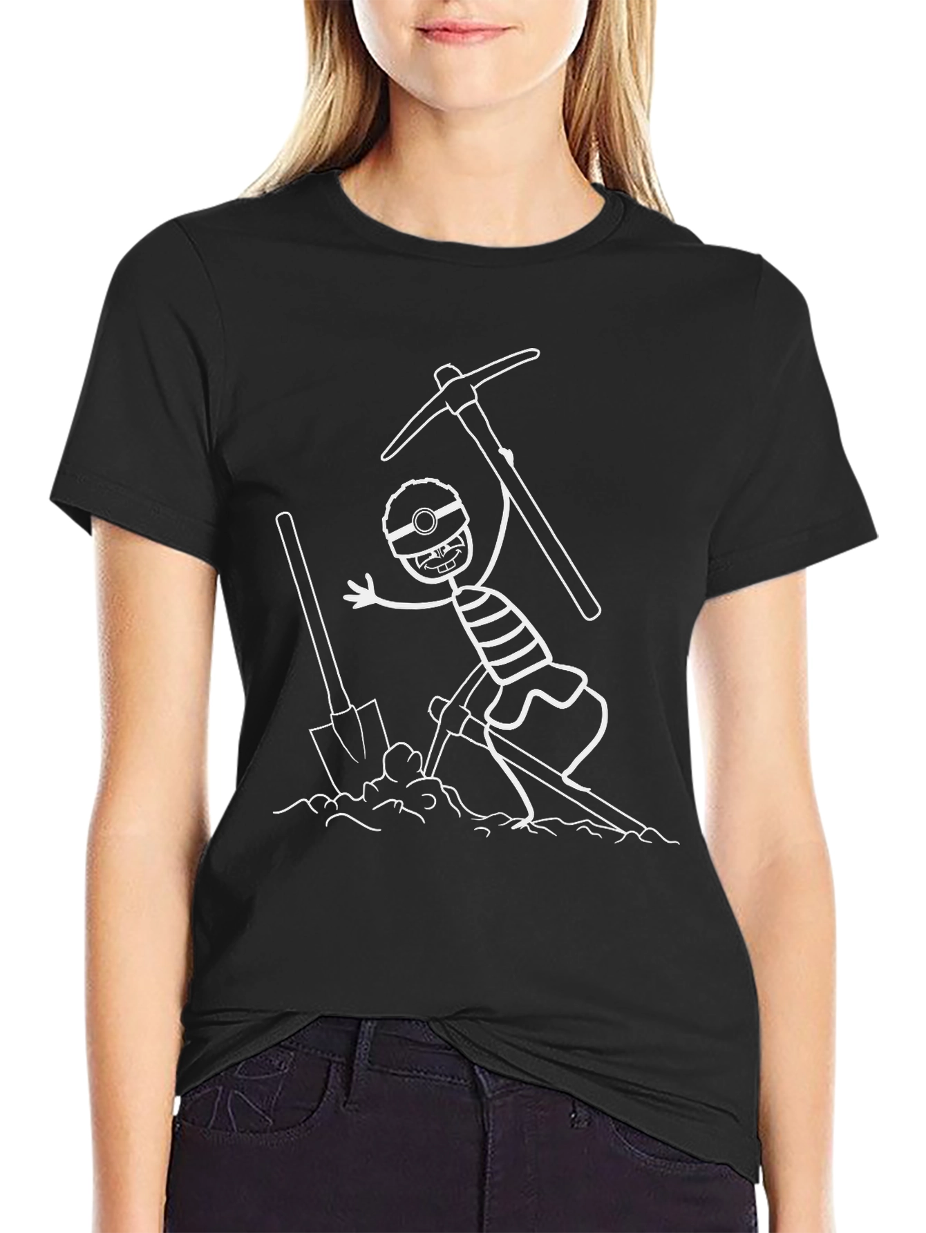 Miner Cartoon Black T-Shirt - Dig Into Fun!