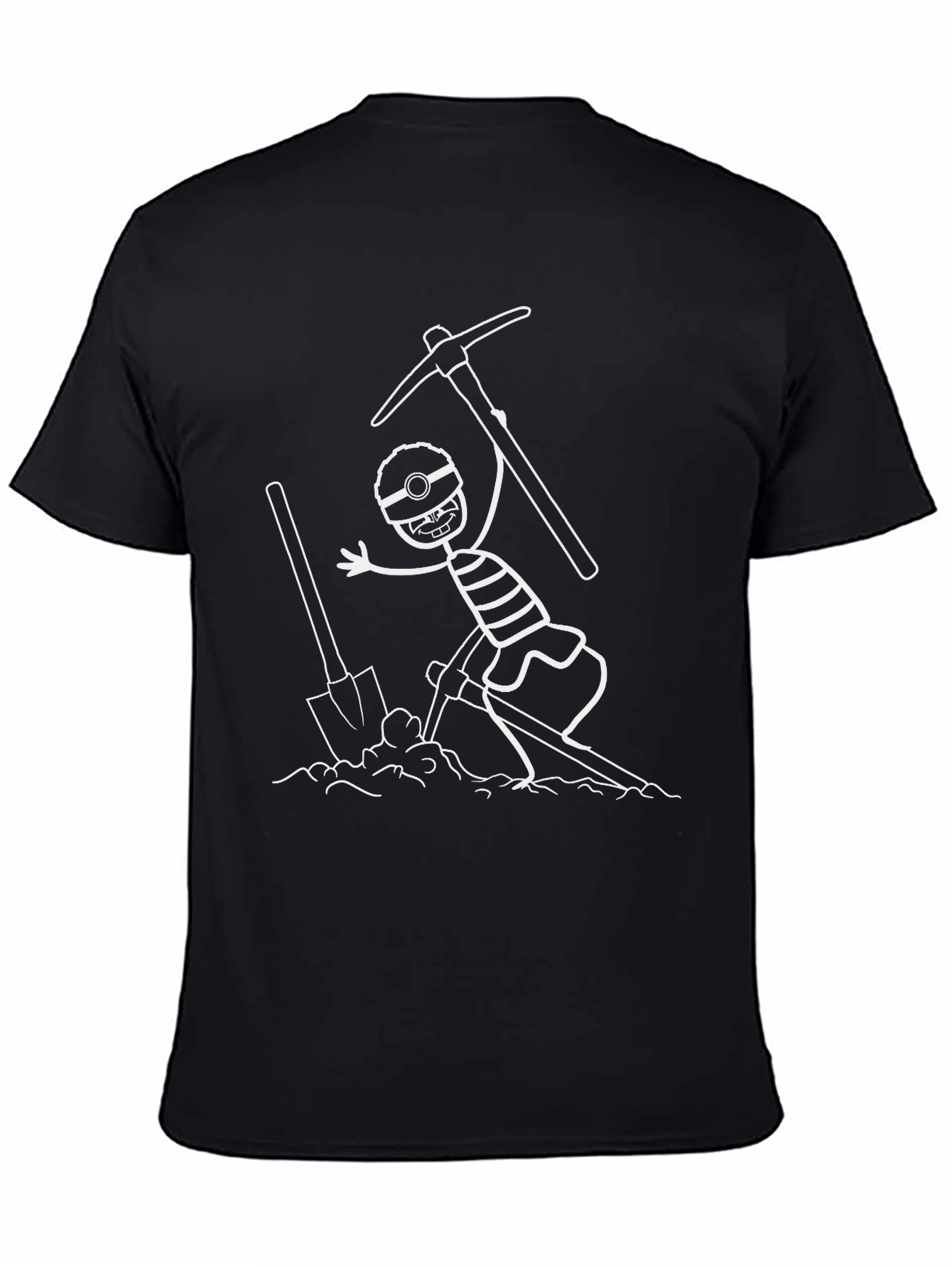 Miner Cartoon Black T-Shirt - Dig Into Fun!