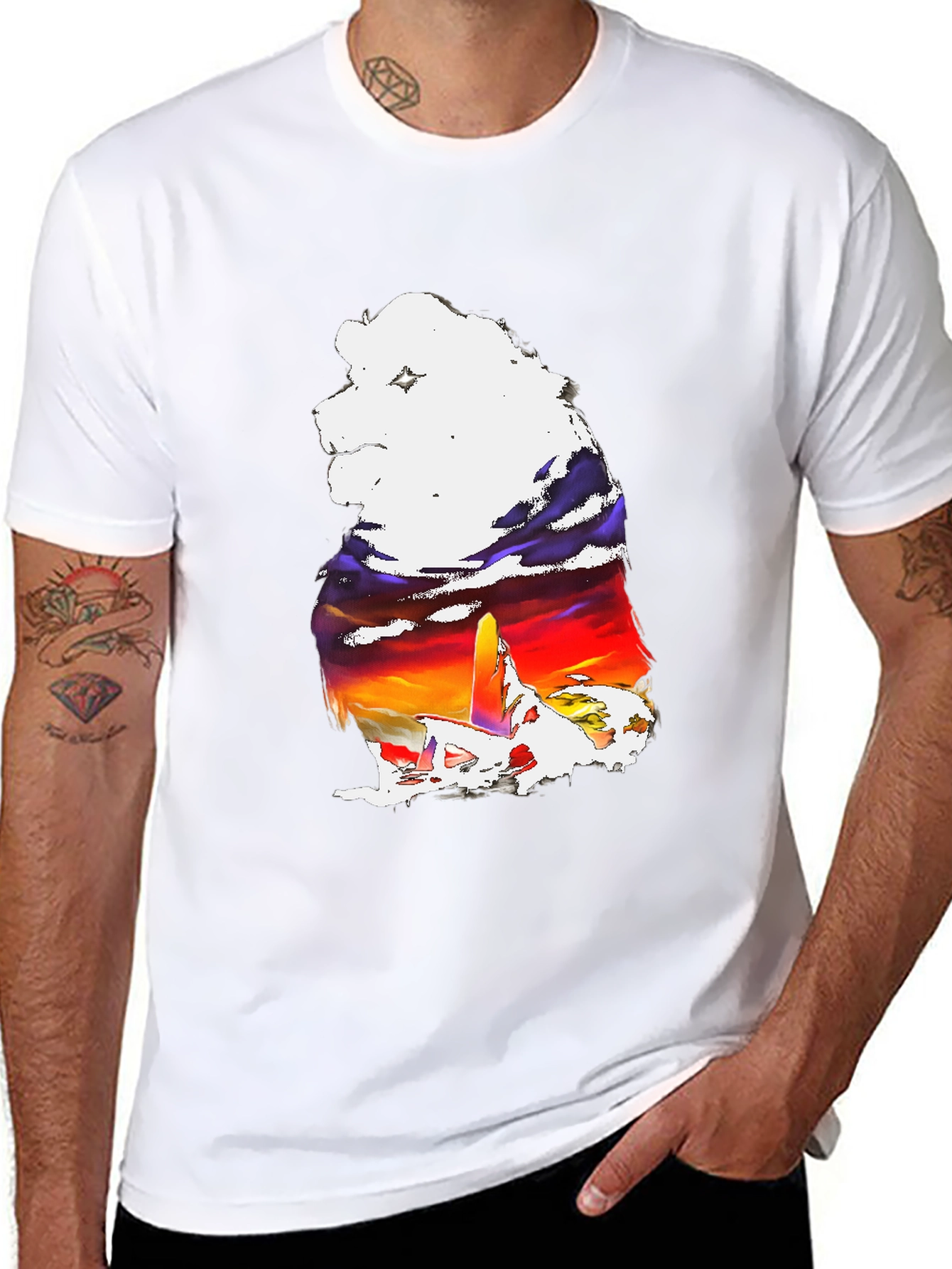 Bear Silhouette Sunset T-Shirt - Mens Graphic Tee