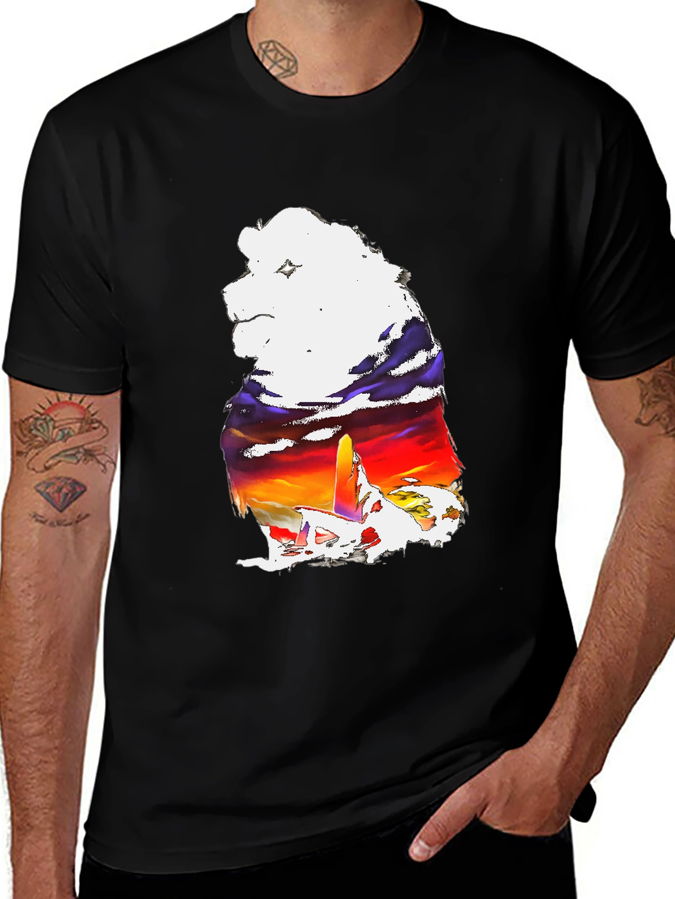 Bear Silhouette Sunset T-Shirt - Mens Graphic Tee