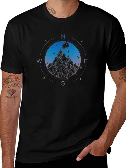 Mountain Compass Graphic Black T-Shirt