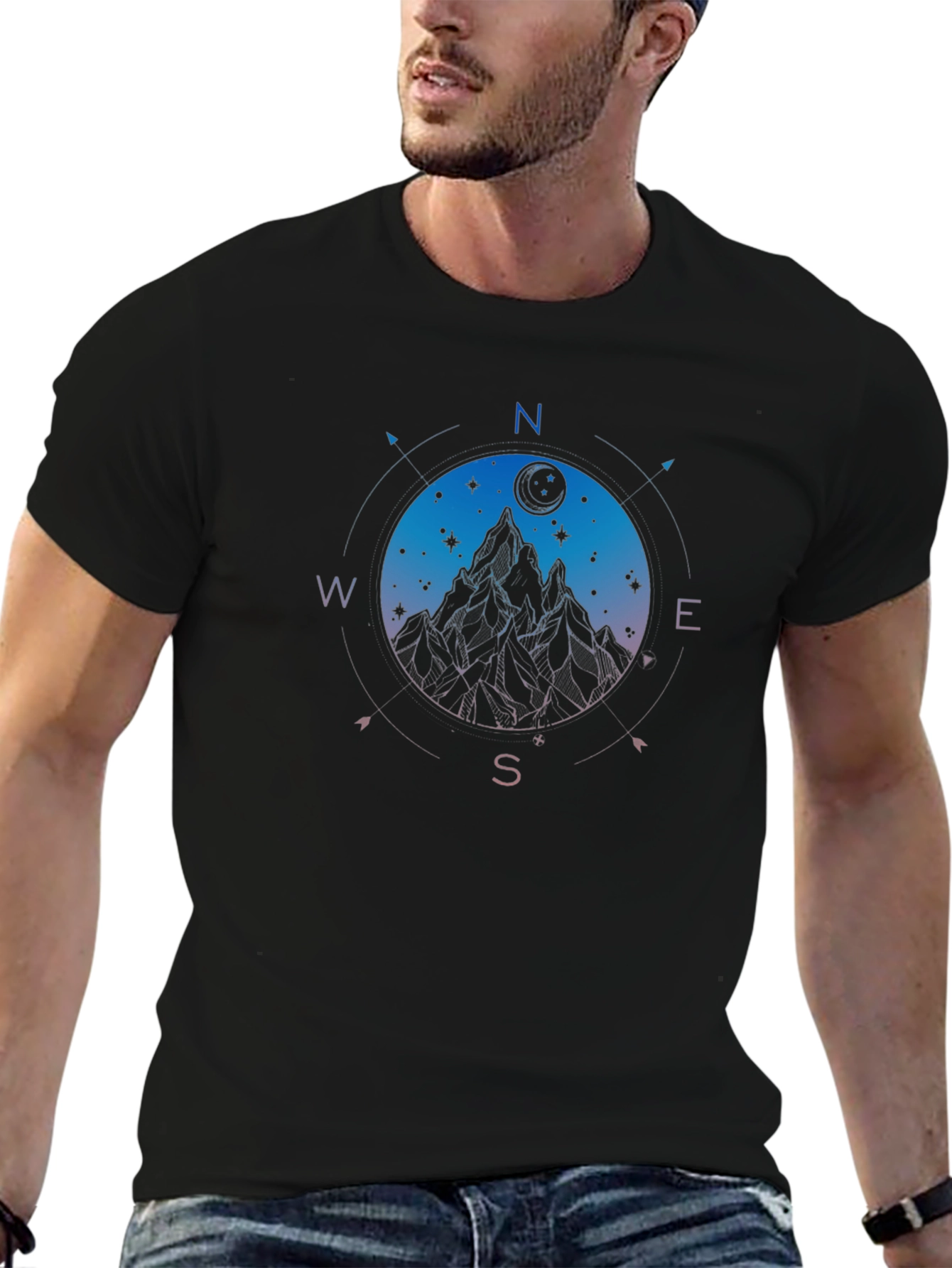 Mountain Compass Graphic Black T-Shirt