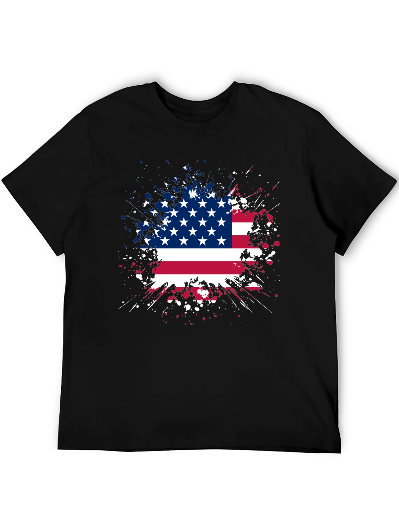 American Flag Splatter Graphic Tee - Patriotic Style