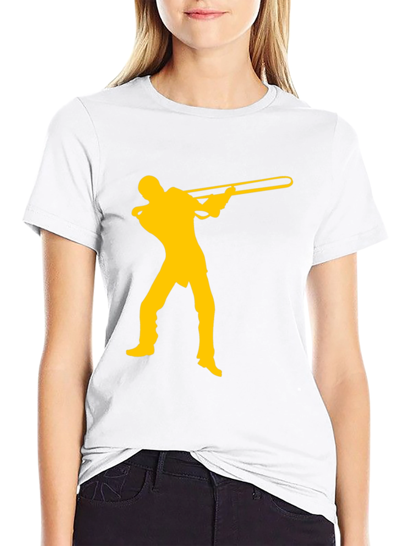 Black Trombone Player Graphic Tee - Music Lover Shirt