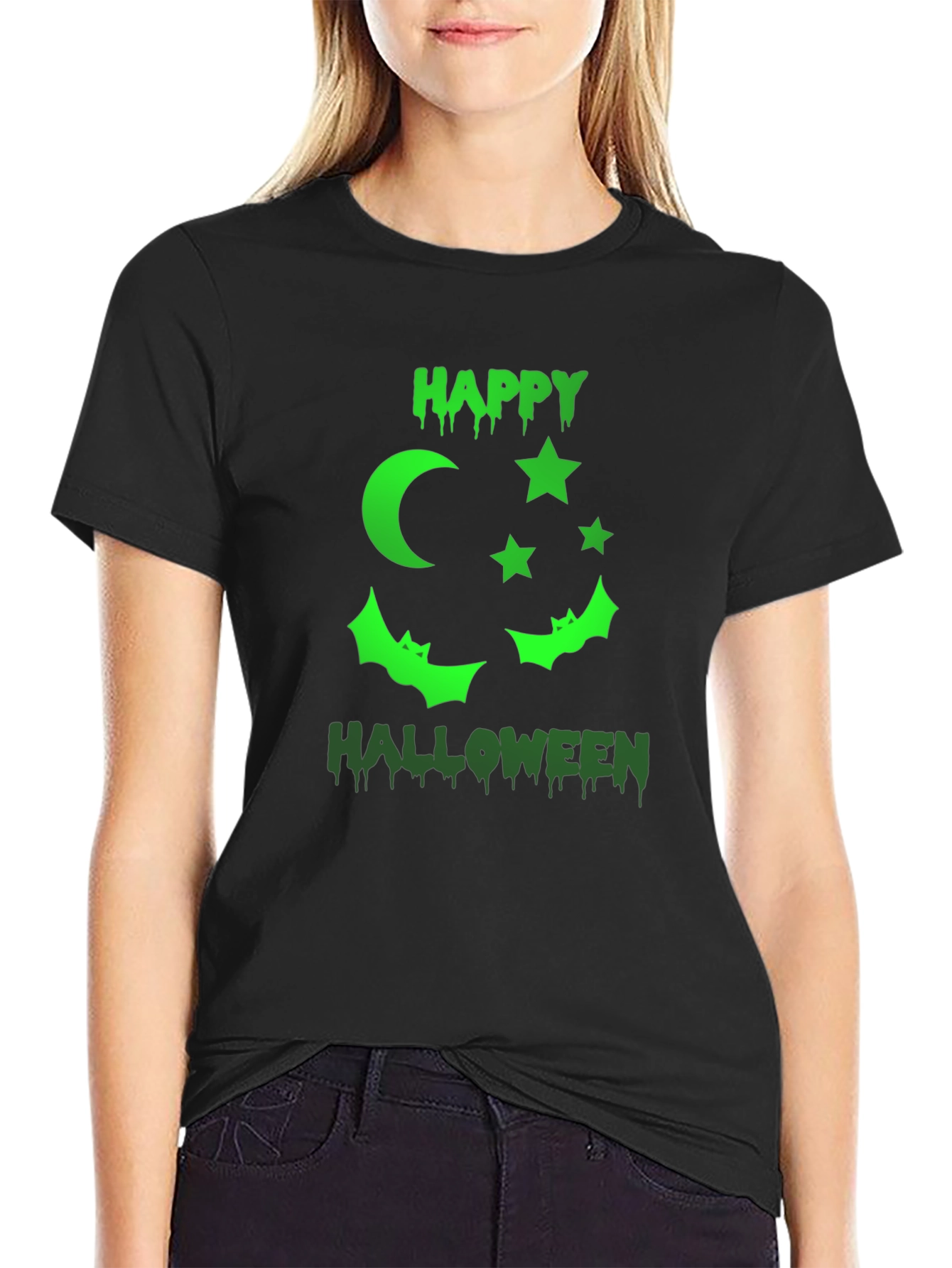Happy Halloween Graphic T-Shirt - Black