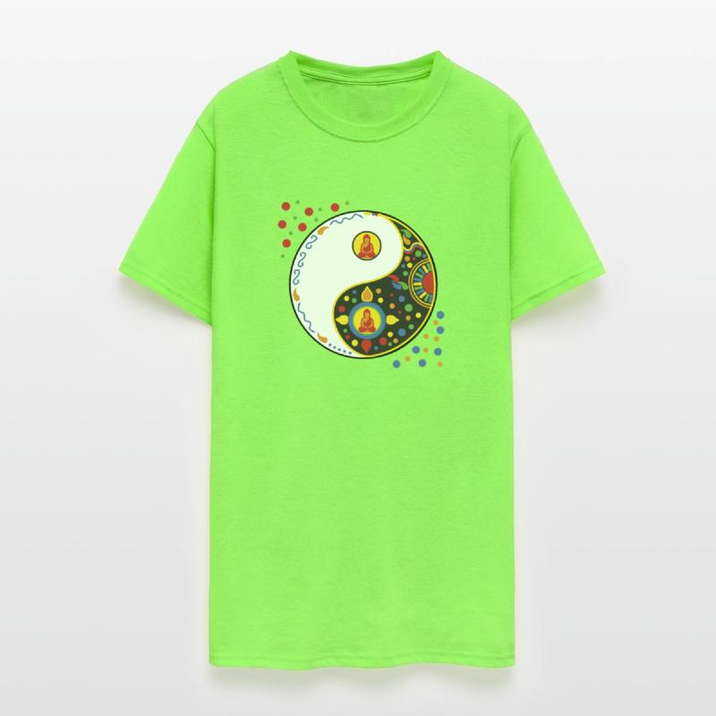 Yin-Yang Tao with Meditative Symbols and Buddha