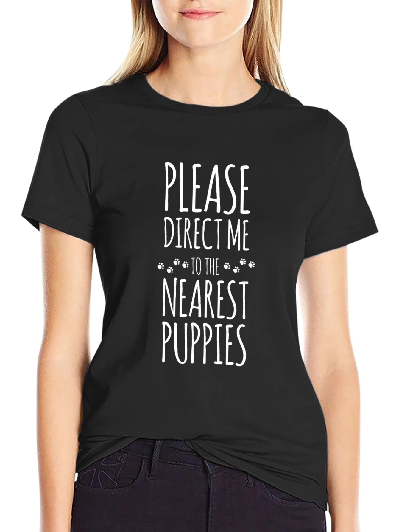 Puppies Please Black T-Shirt
