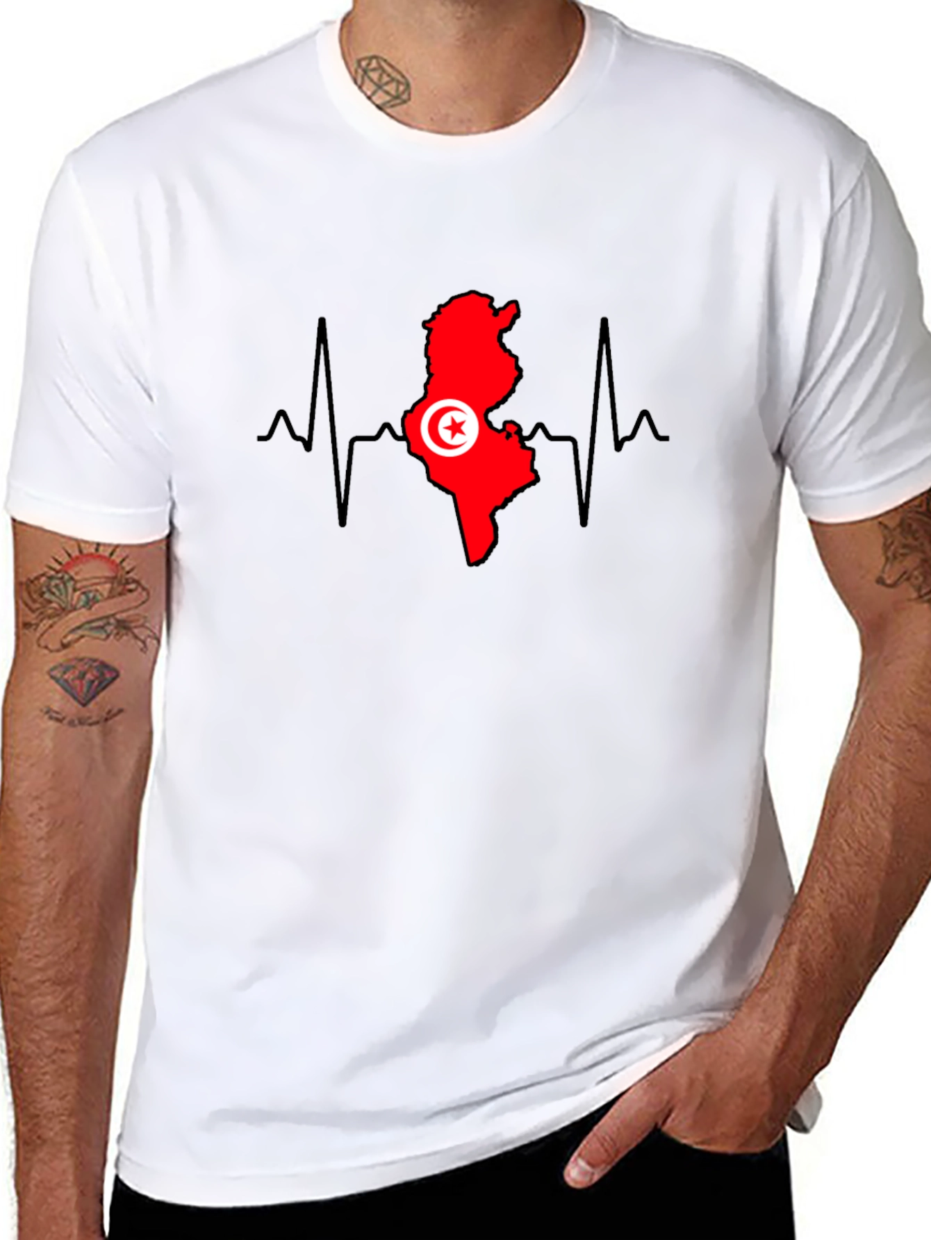 Tunisia Heartbeat T-Shirt - Tunisian Pride Tee