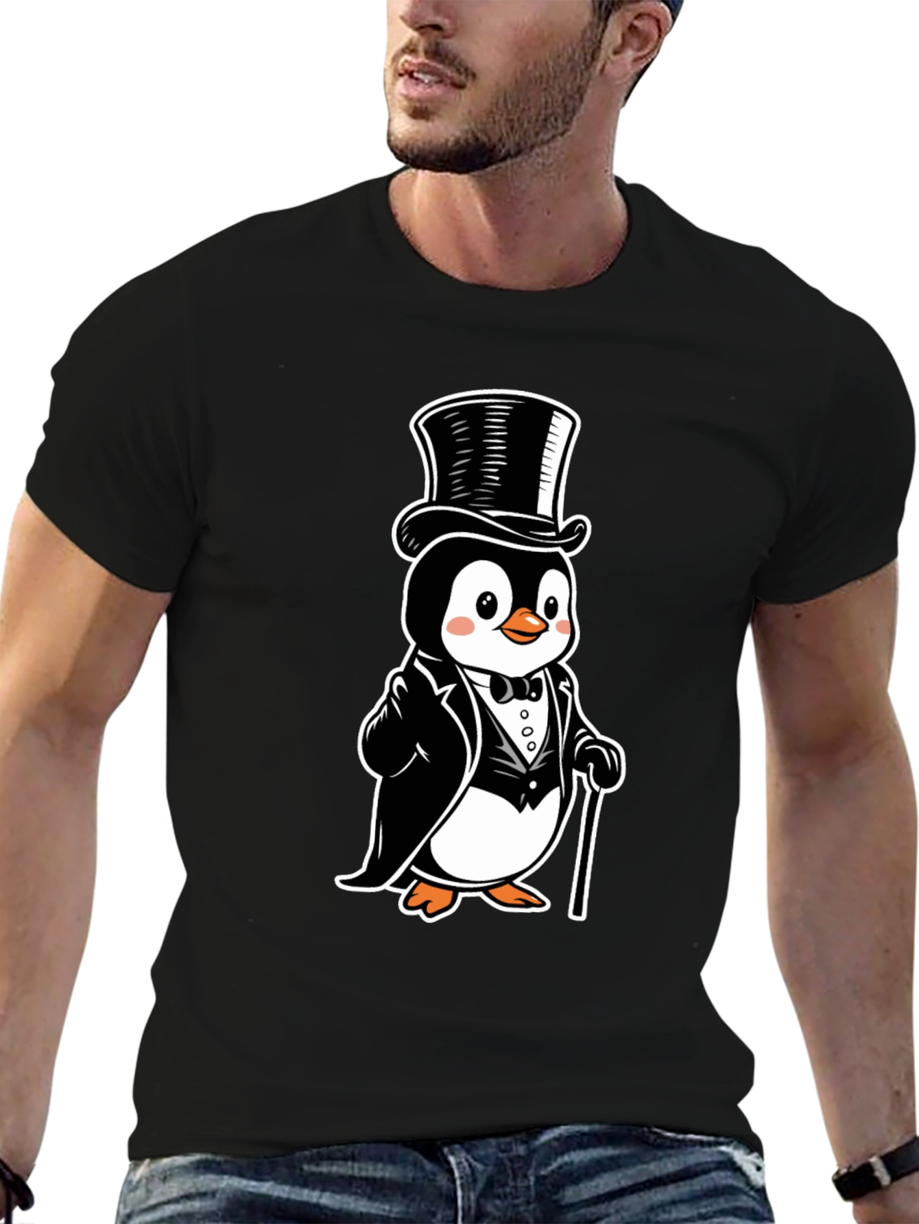 Penguin Tuxedo T-Shirt - Cartoon Style