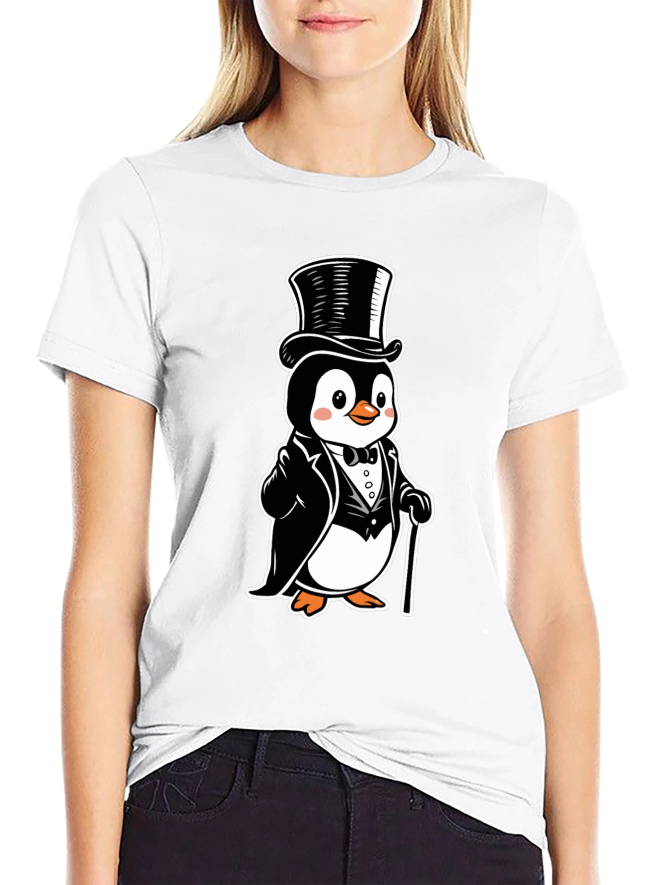 Penguin Tuxedo T-Shirt - Cartoon Style