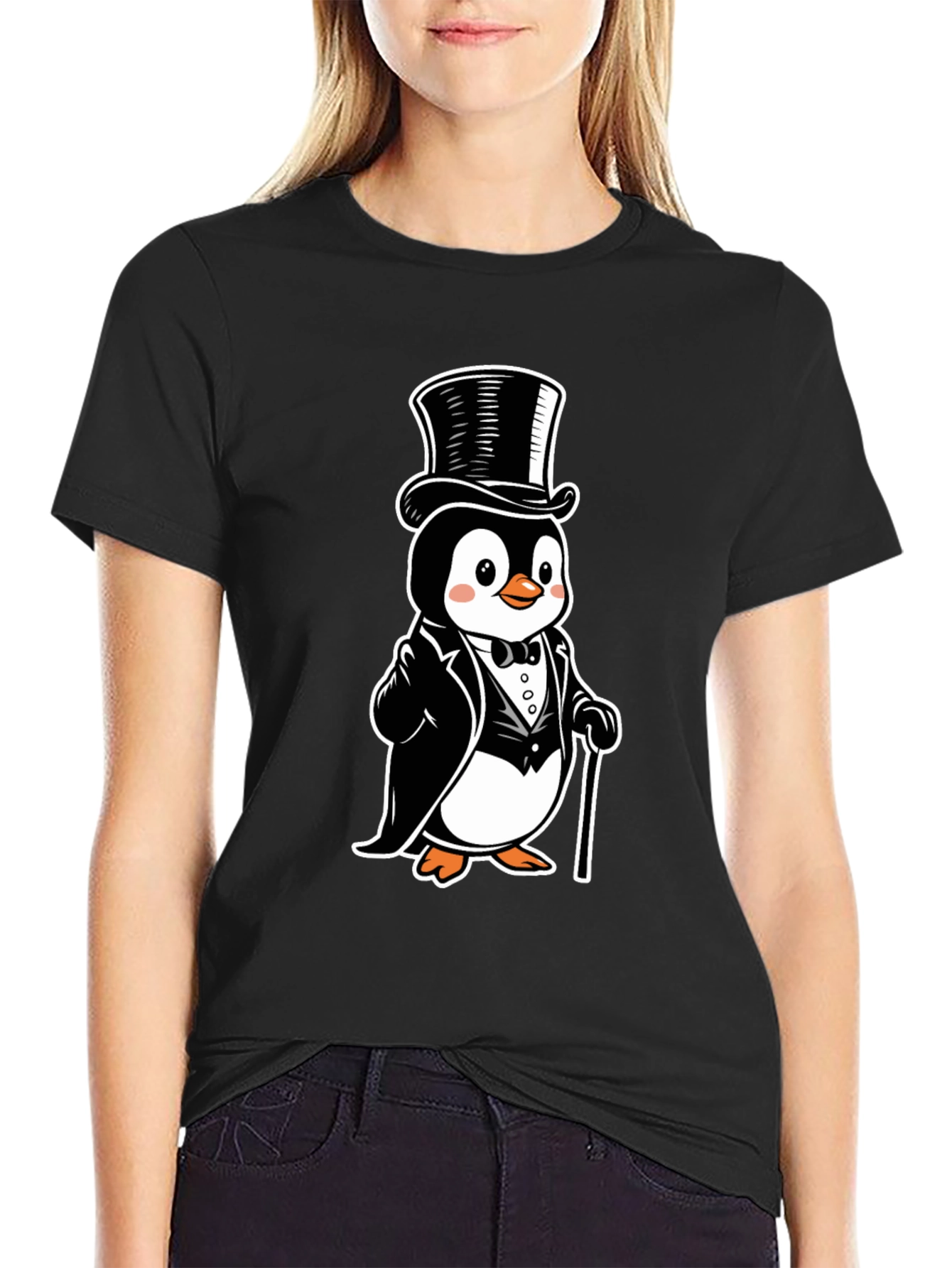 Penguin Tuxedo T-Shirt - Cartoon Style