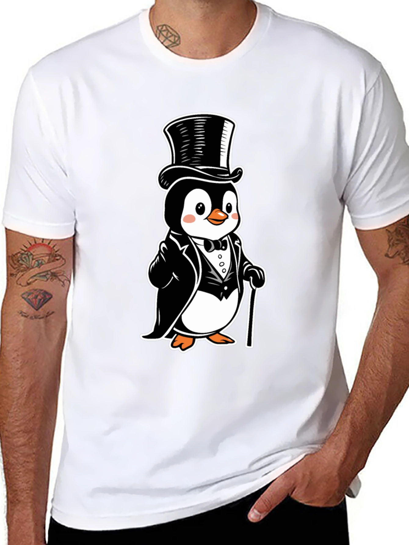 Penguin Tuxedo T-Shirt - Cartoon Style