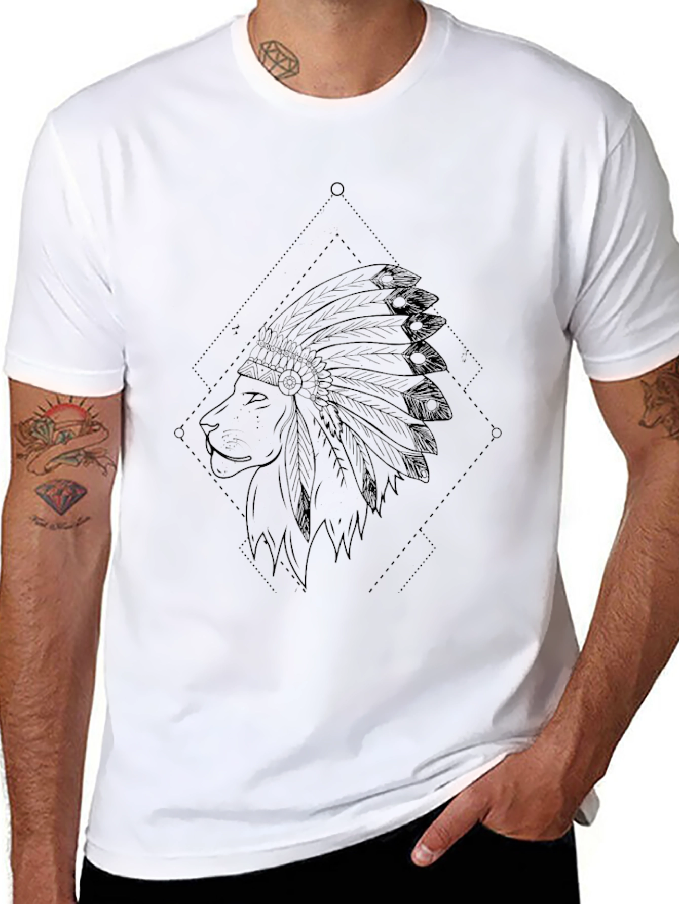 Lion Headdress Graphic Black T-Shirt