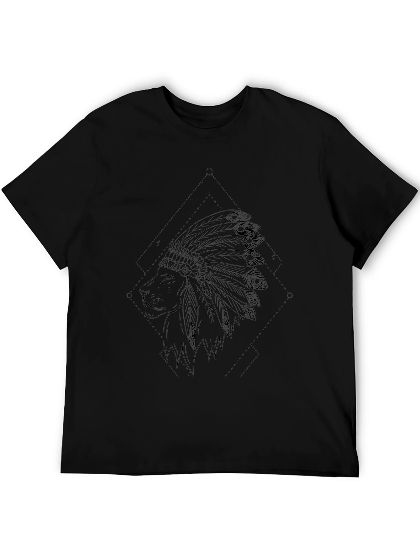 Lion Headdress Graphic Black T-Shirt