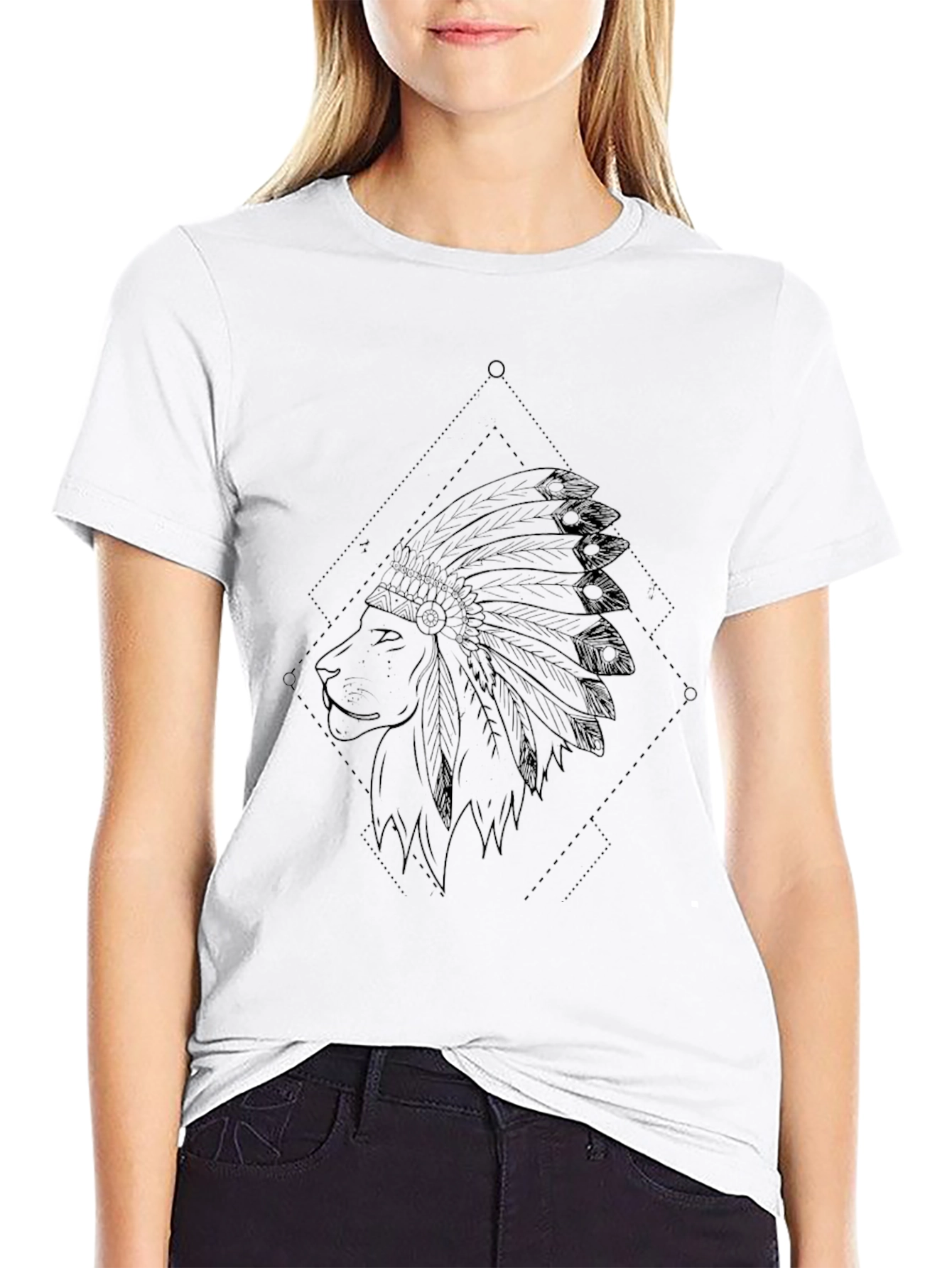 Lion Headdress Graphic Black T-Shirt