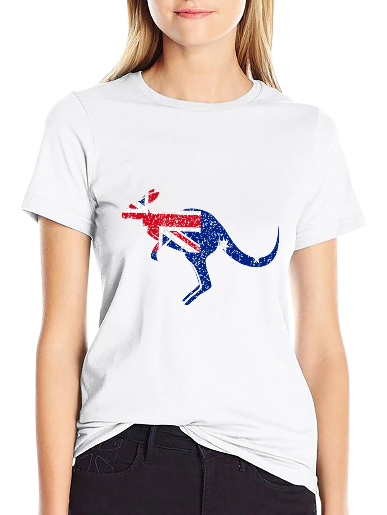 Australian Flag Kangaroo Black T-Shirt